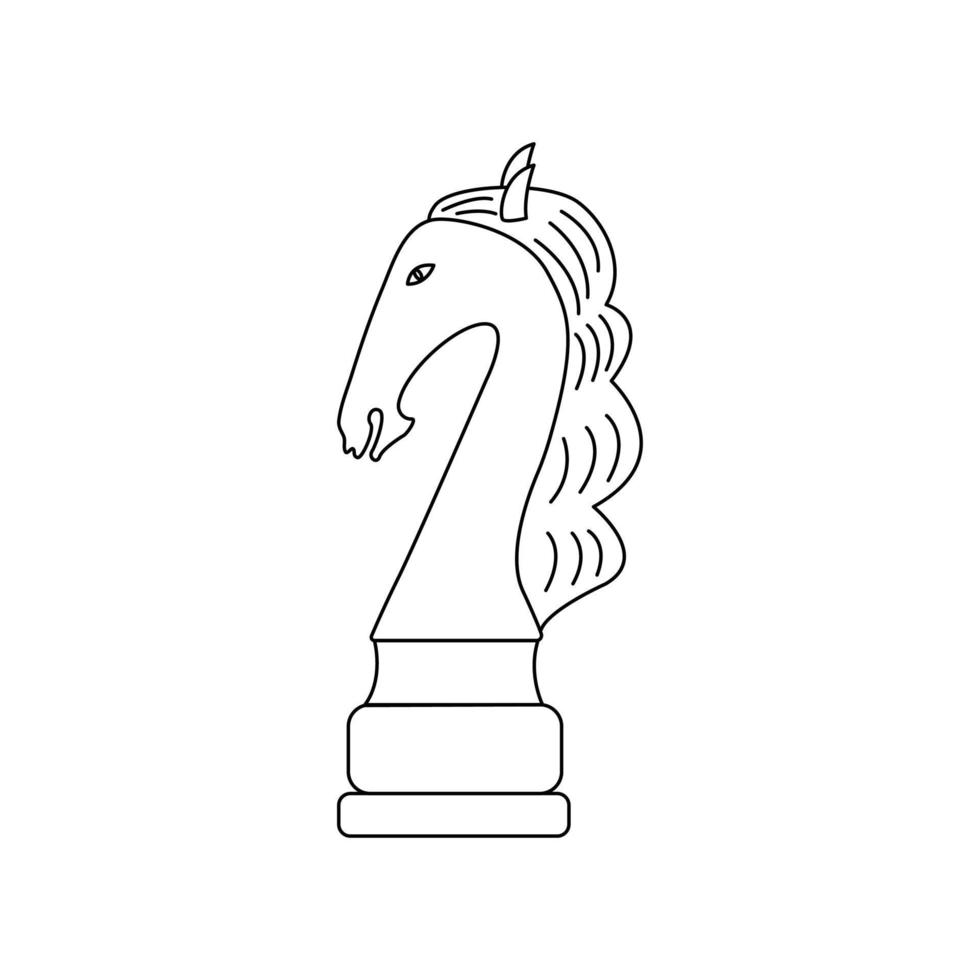 pieza de ajedrez de caballos. contorno aislado vectorial en blanco y negro vector