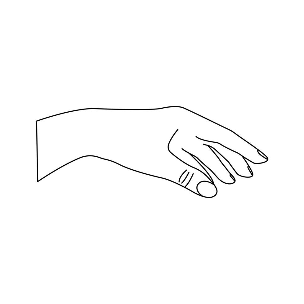 Human hand, gesturing. Linear vector isolated doodle art