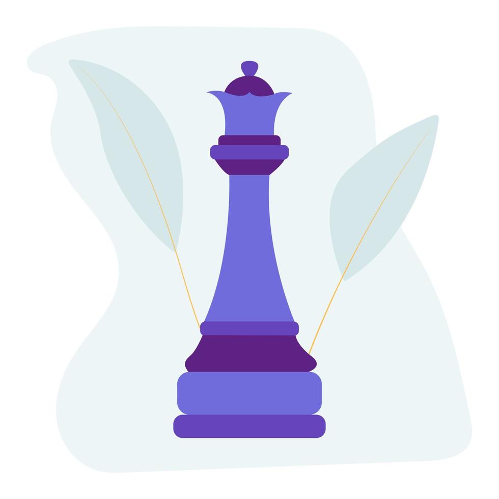 Queen chess piece. Vector flat isolated blue