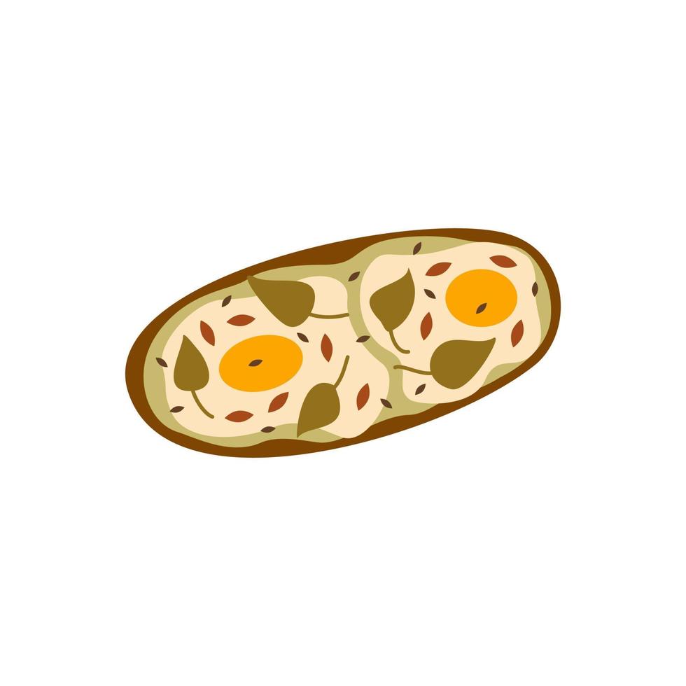 sándwich con huevos revueltos. vector dibujado a mano aislado