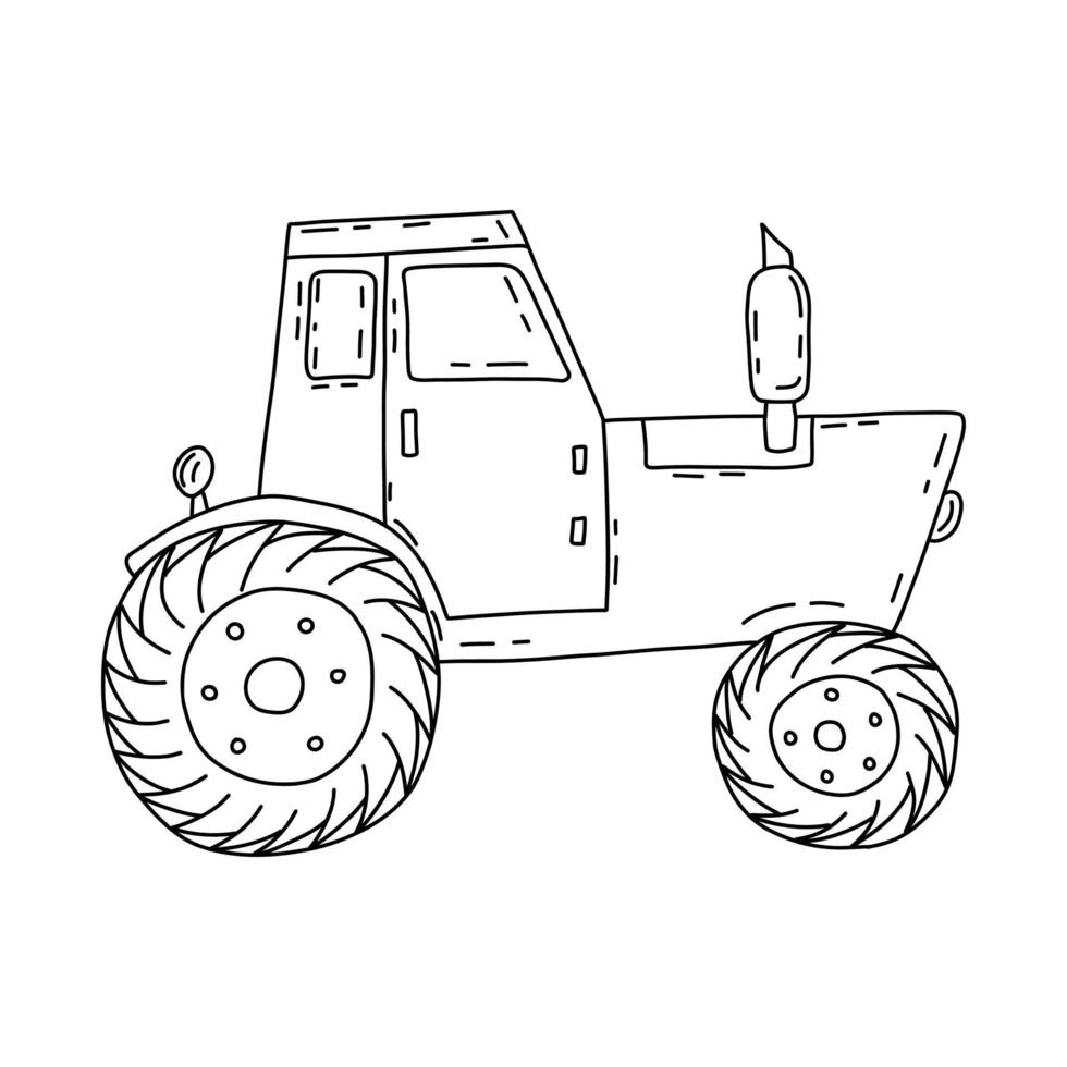Tractor. Transport for agriculture. Vector coloring card