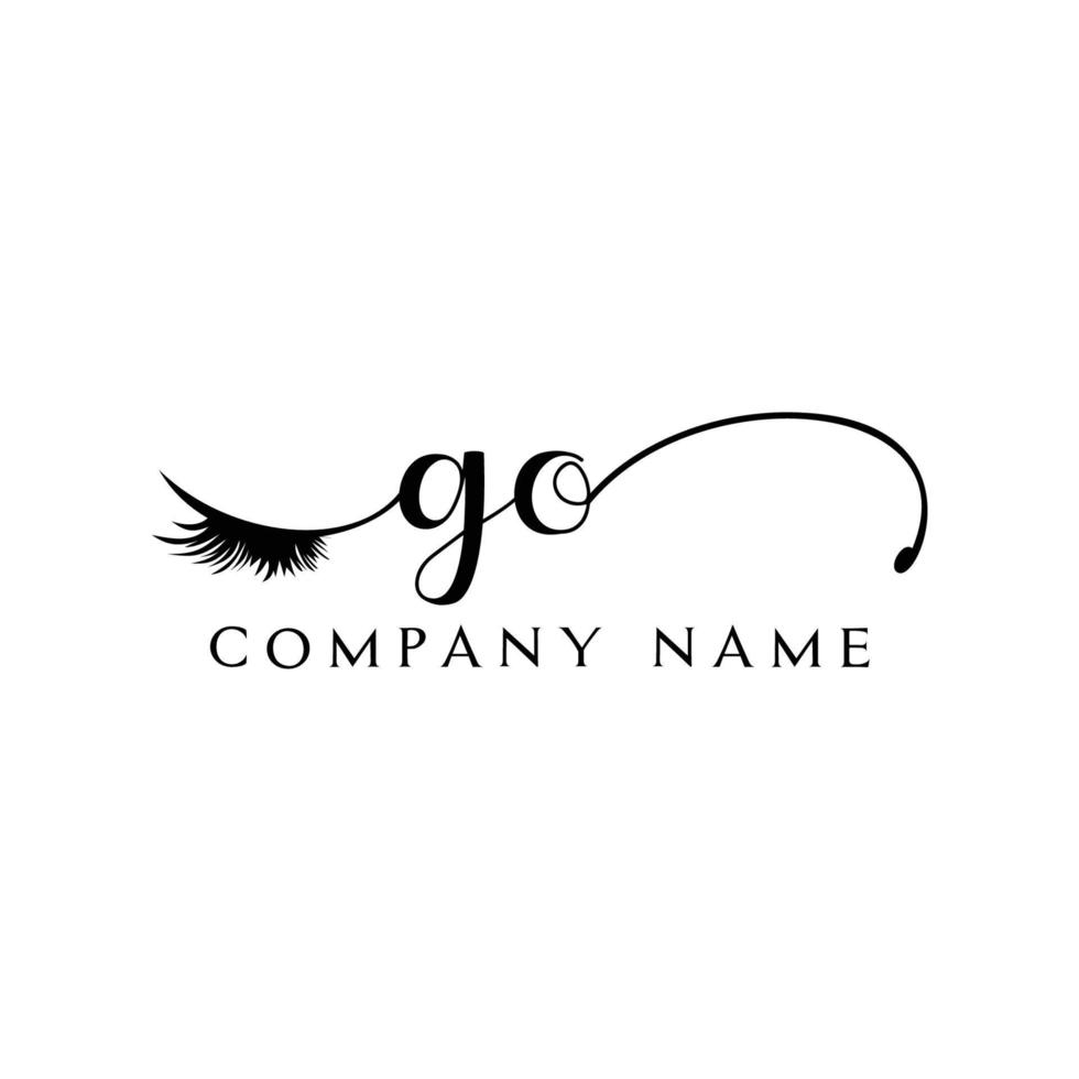 initial GO logo handwriting beauty salon fashion modern luxury letter vector