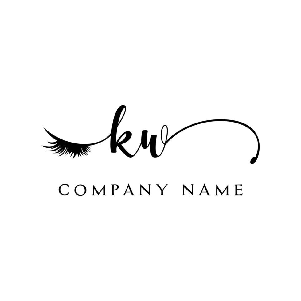 inicial kw logo escritura salón de belleza moda moderno lujo carta vector