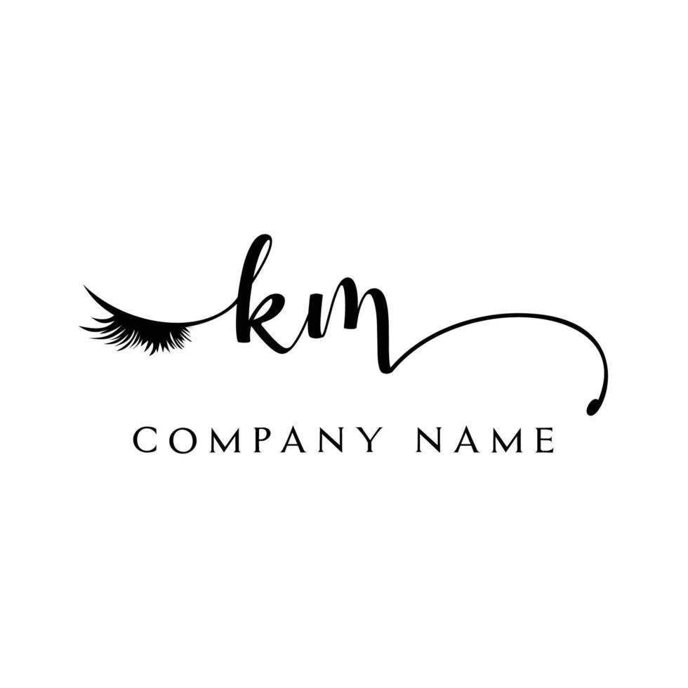 initial KM logo handwriting beauty salon fashion modern luxury letter vector