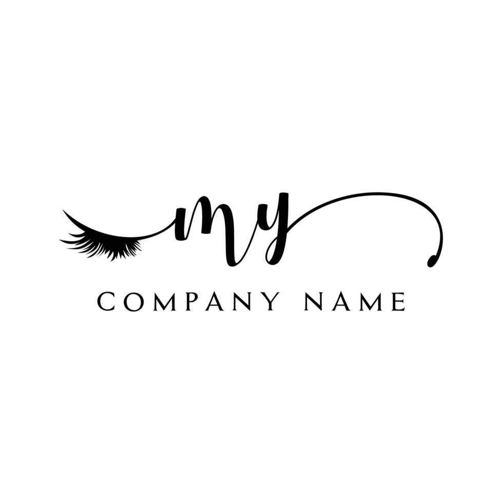 initial MY logo handwriting beauty salon fashion modern luxury letter vector