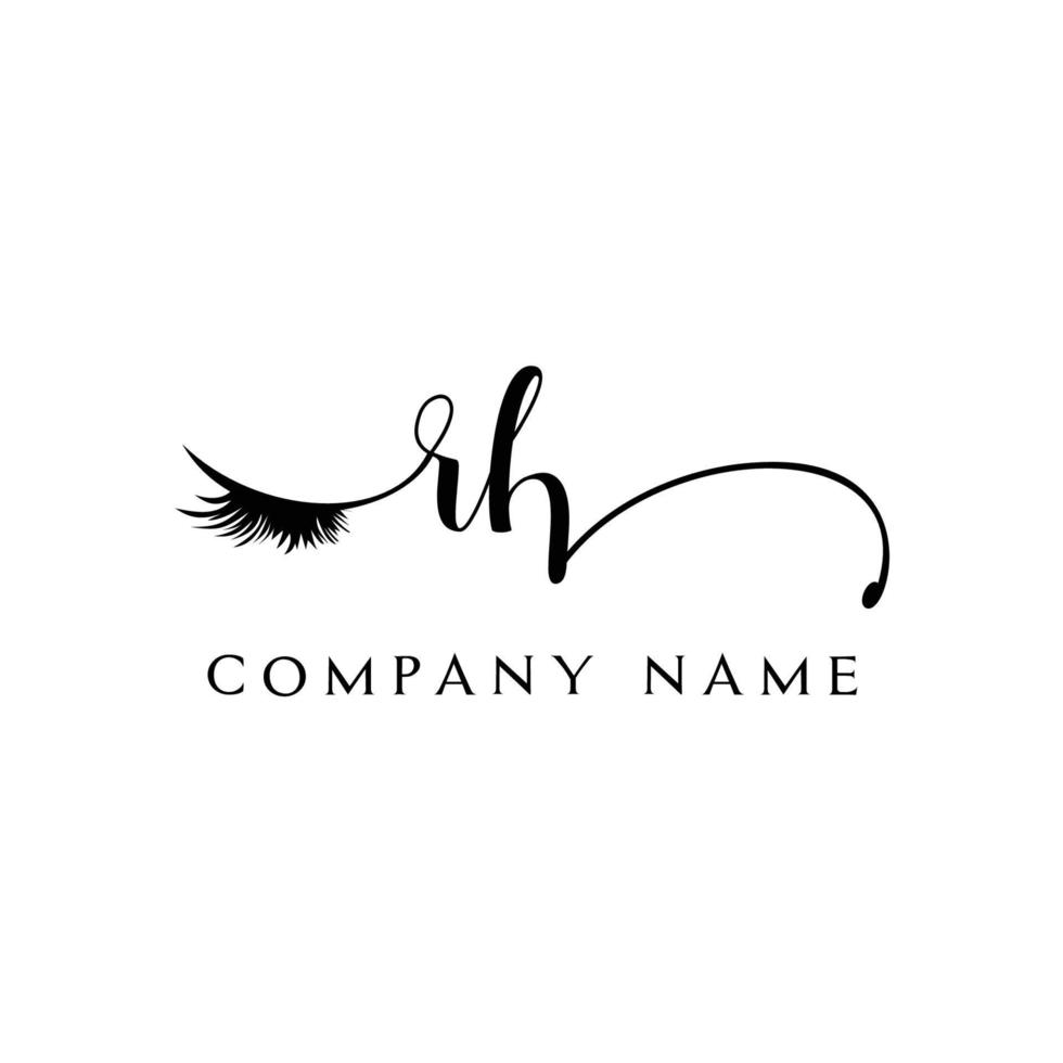 initial RH logo handwriting beauty salon fashion modern luxury letter vector