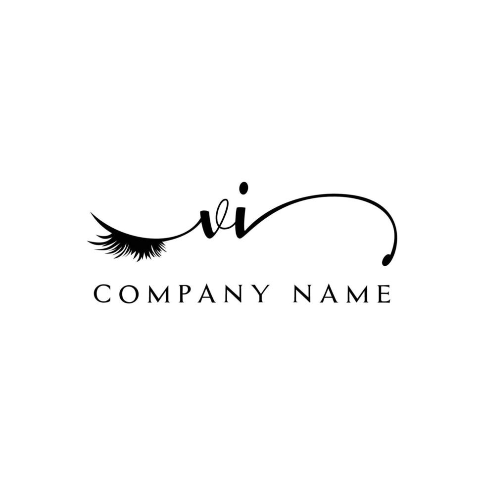 inicial vi logo escritura salón de belleza moda moderno lujo carta vector