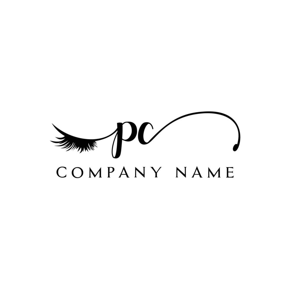 logotipo de pc inicial letra salón de belleza moda moderno carta de lujo vector
