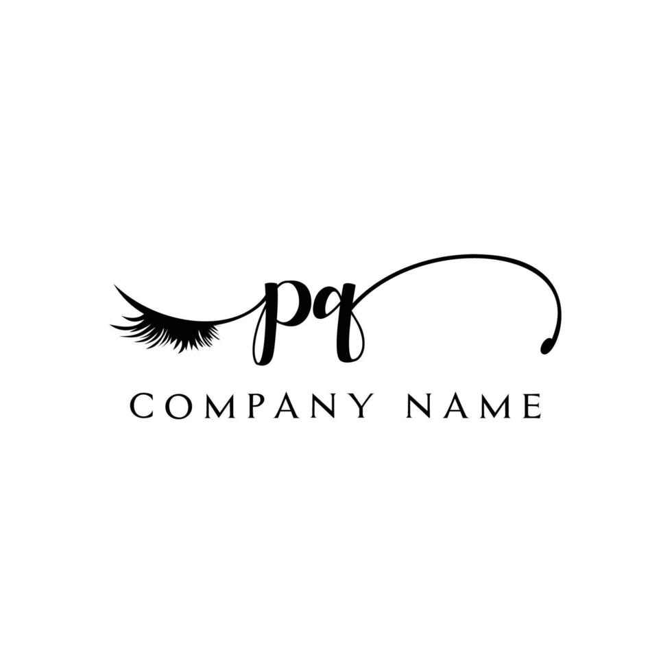 inicial pq logo escritura salón de belleza moda moderno lujo carta vector