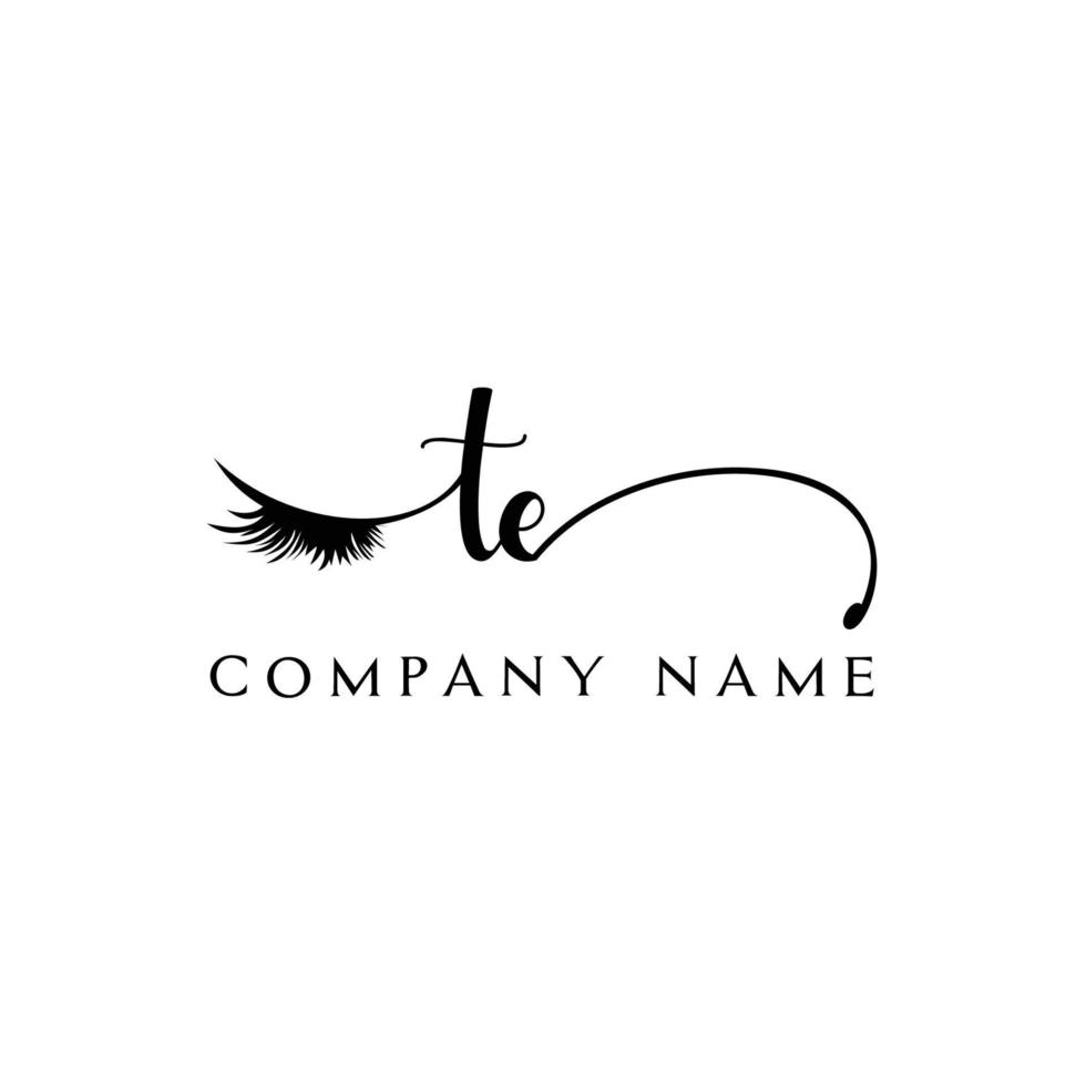 inicial te logo escritura salón de belleza moda moderno lujo carta vector