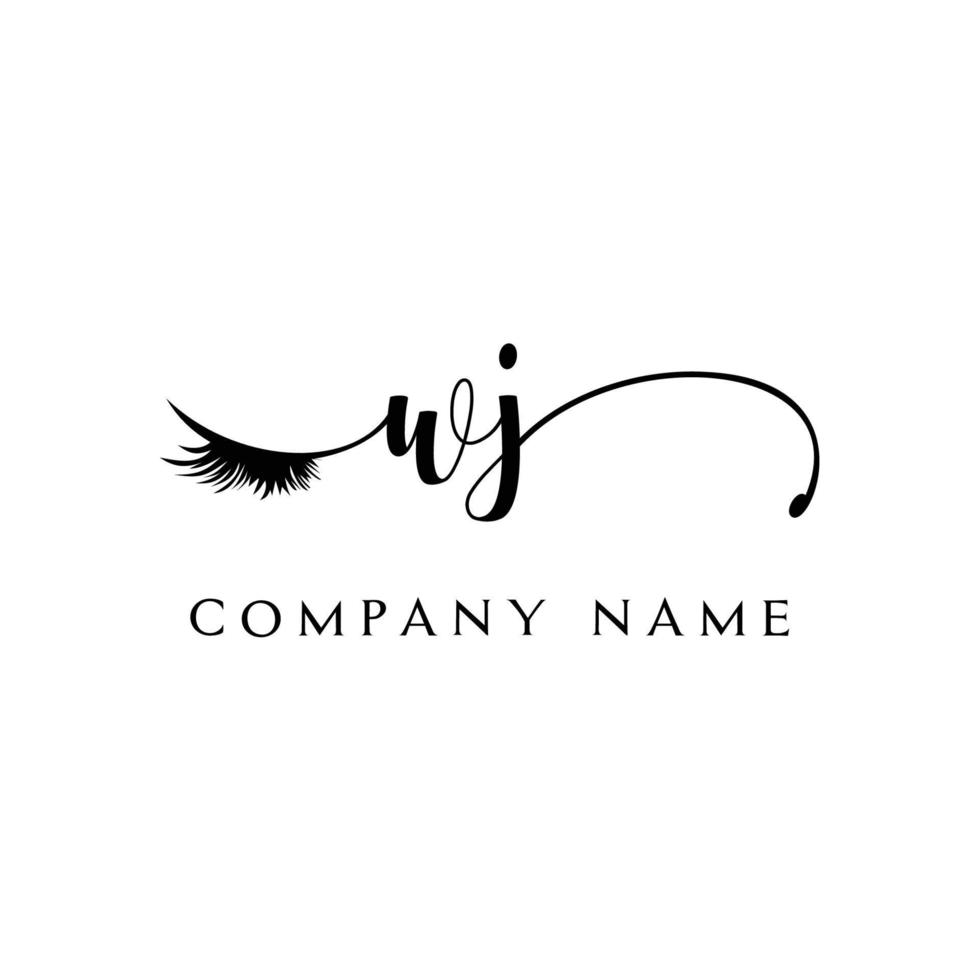 inicial wj logo escritura salón de belleza moda moderno lujo carta vector