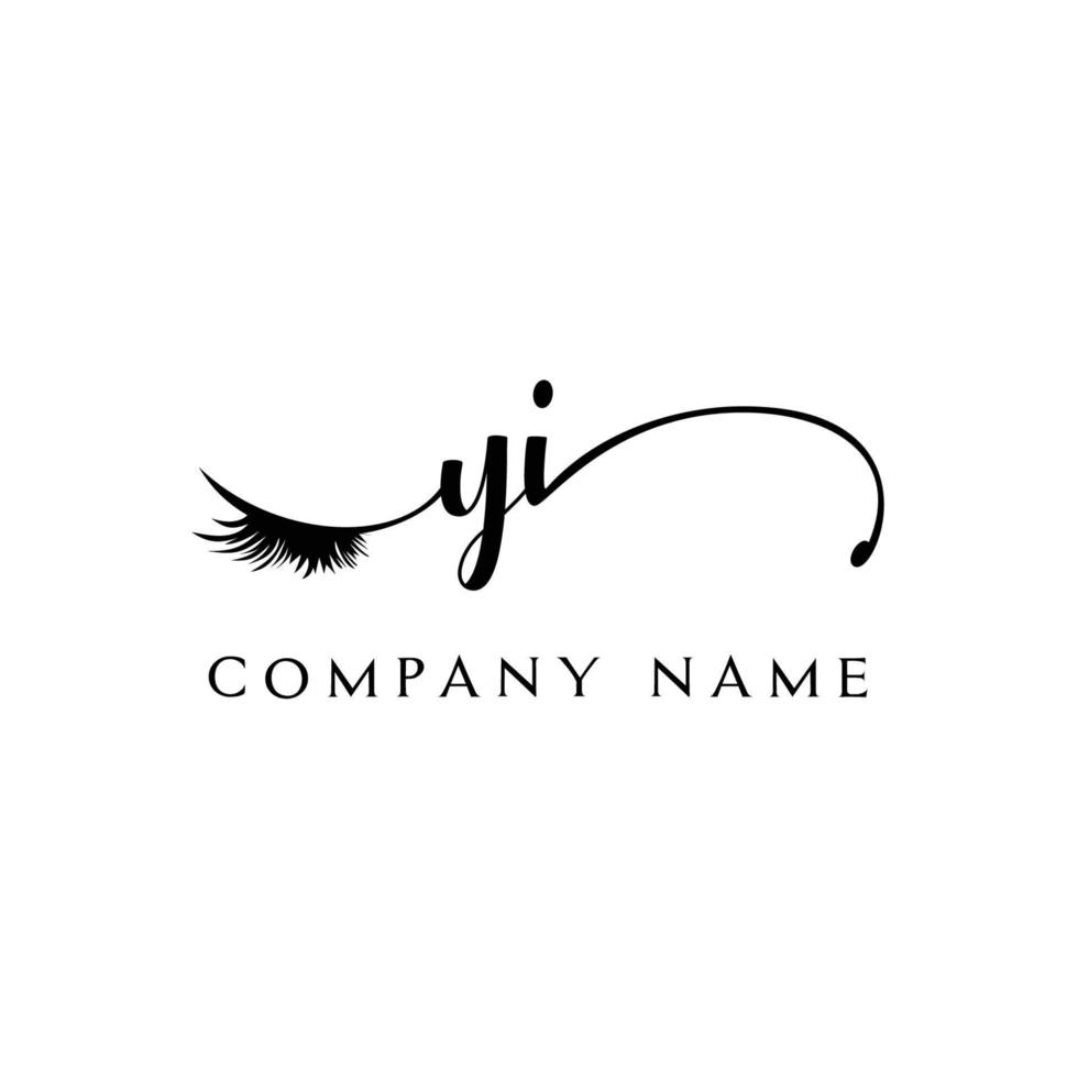 inicial yi logo escritura salón de belleza moda moderno lujo carta vector