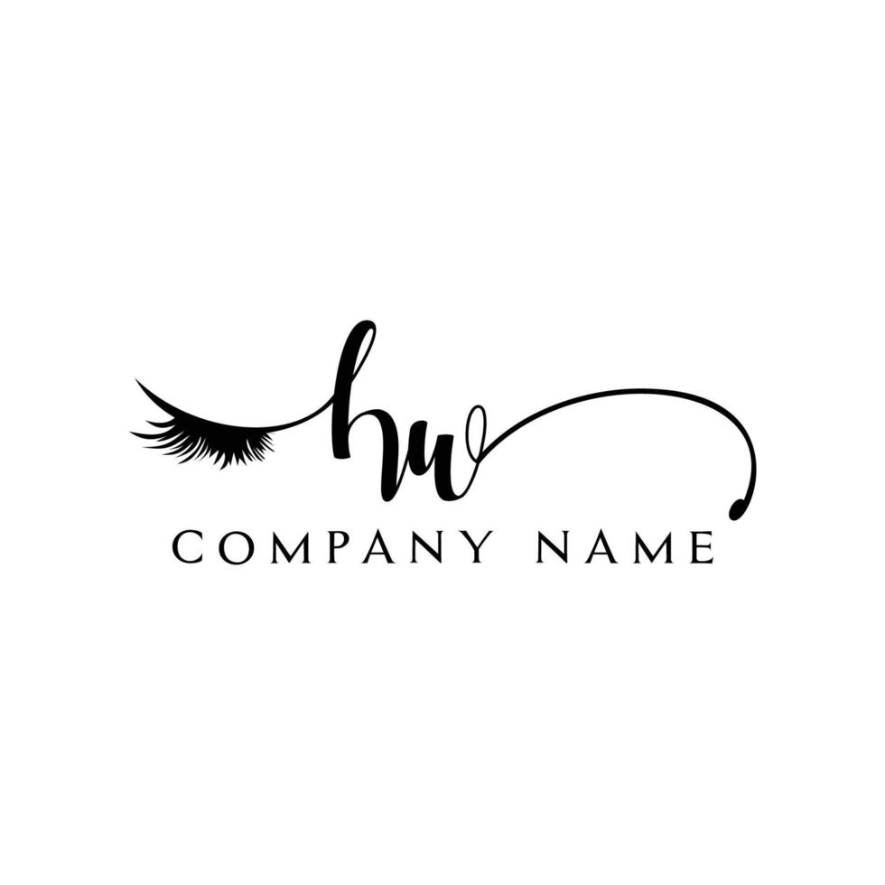 initial HW logo handwriting beauty salon fashion modern luxury letter vector
