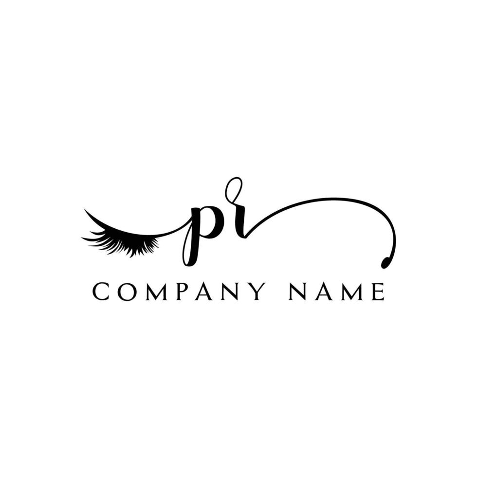 initial PR logo handwriting beauty salon fashion modern luxury letter vector