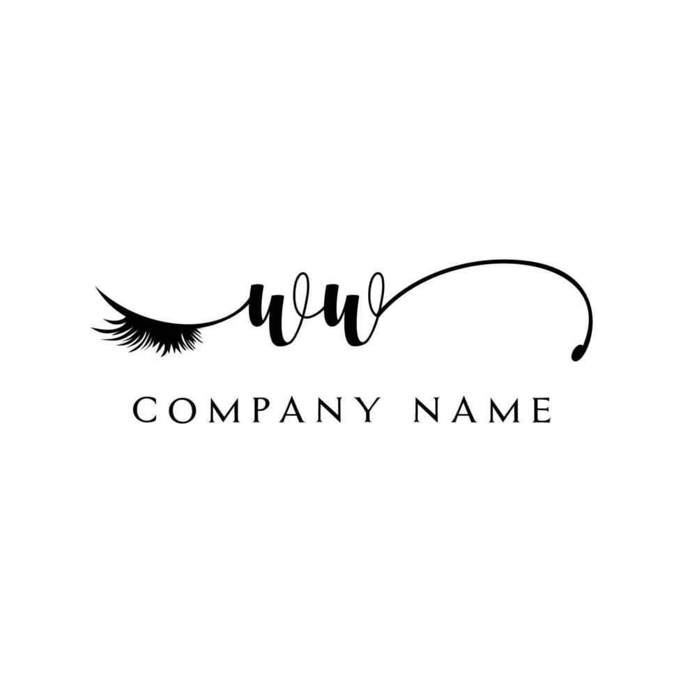 initial WW logo handwriting beauty salon fashion modern luxury letter vector