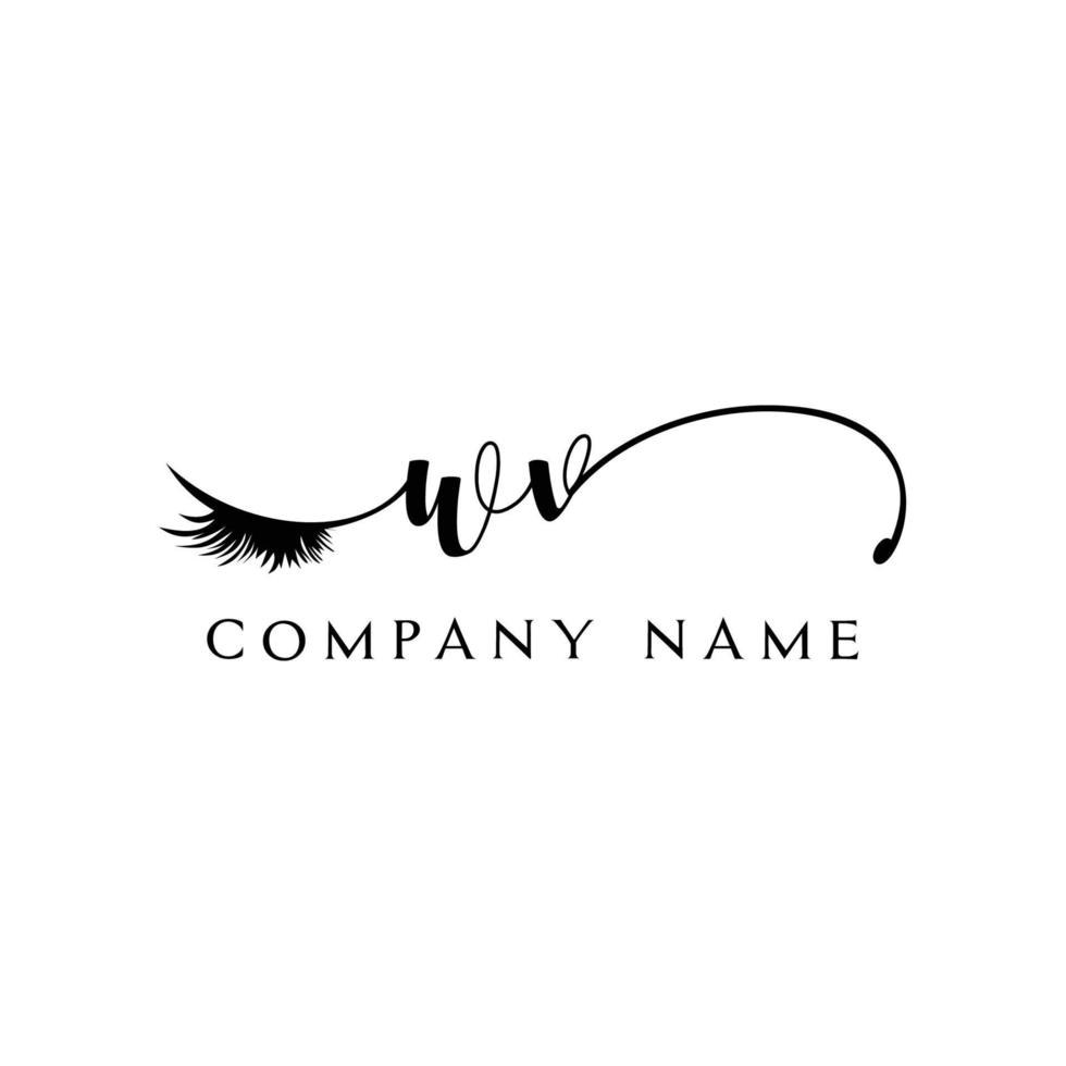 initial WV logo handwriting beauty salon fashion modern luxury letter vector