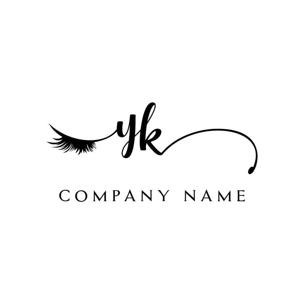 initial YK logo handwriting beauty salon fashion modern luxury letter vector