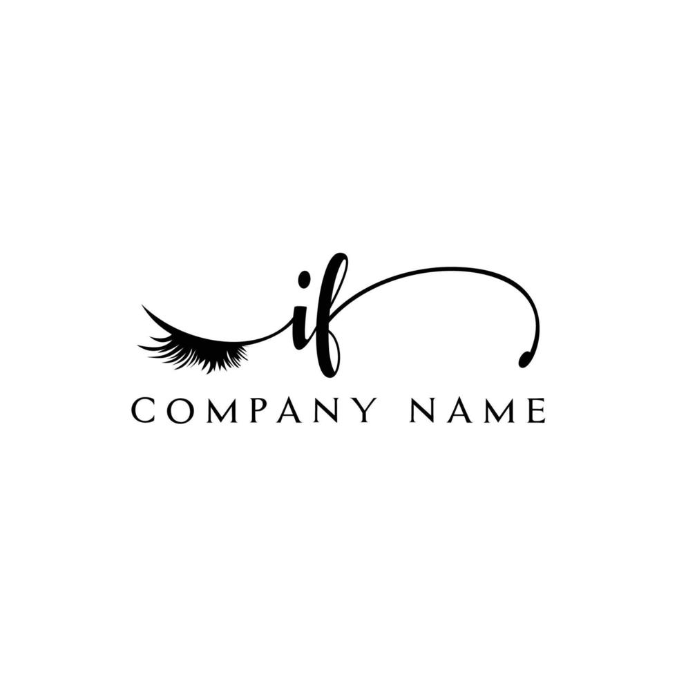 initial IF logo handwriting beauty salon fashion modern luxury letter vector