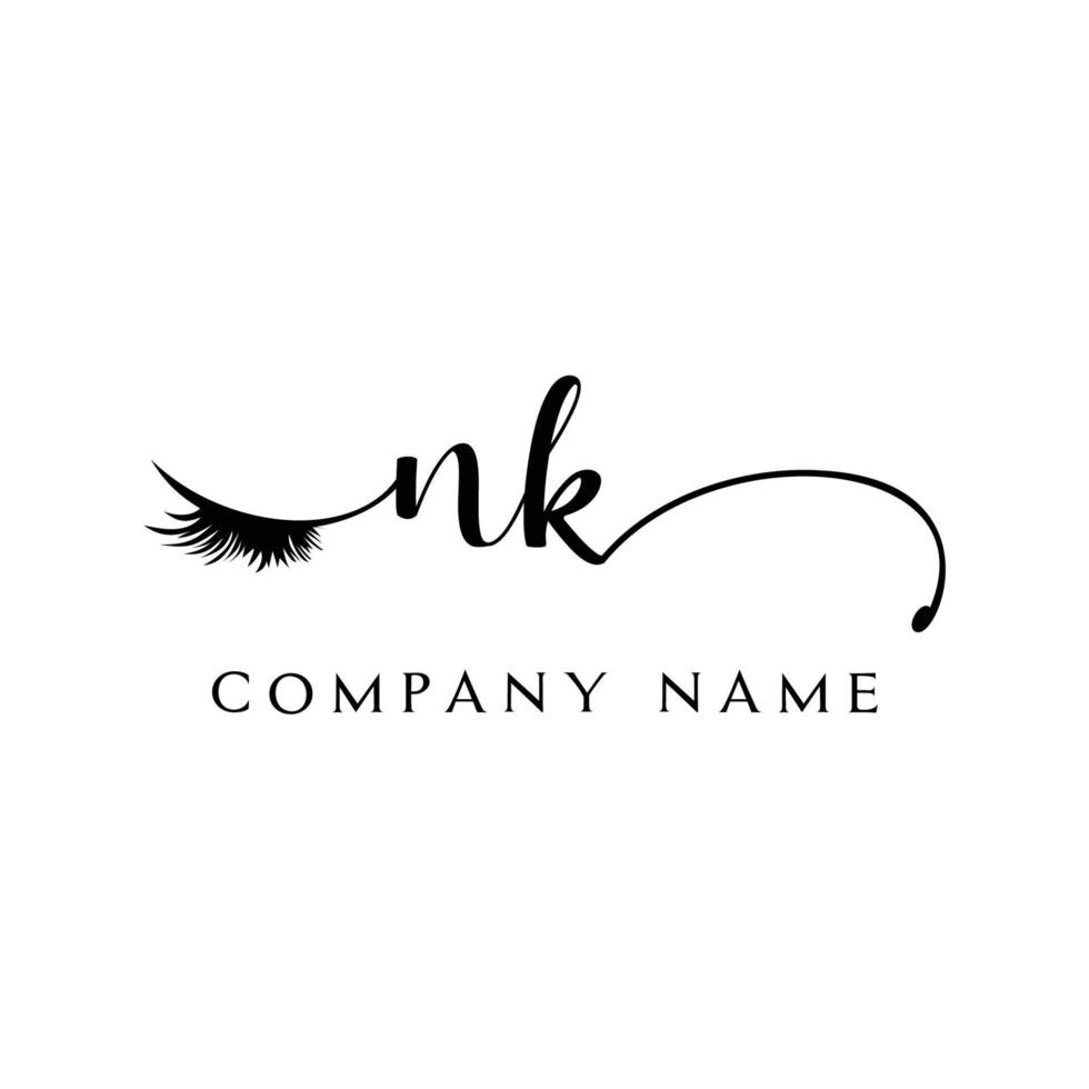 initial NK logo handwriting beauty salon fashion modern luxury letter vector