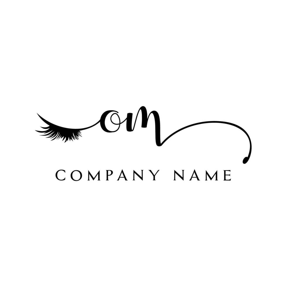 initial OM logo handwriting beauty salon fashion modern luxury letter vector