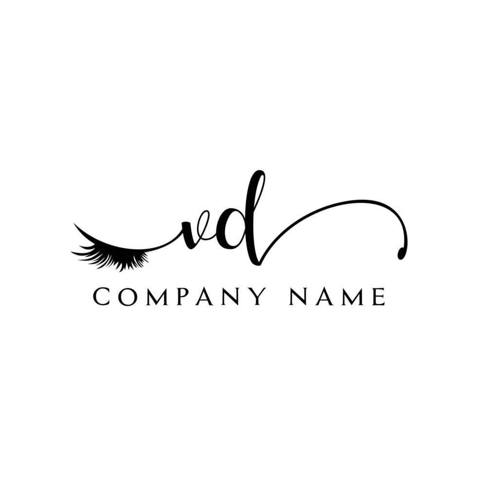 inicial vd logo escritura salón de belleza moda moderno lujo carta vector