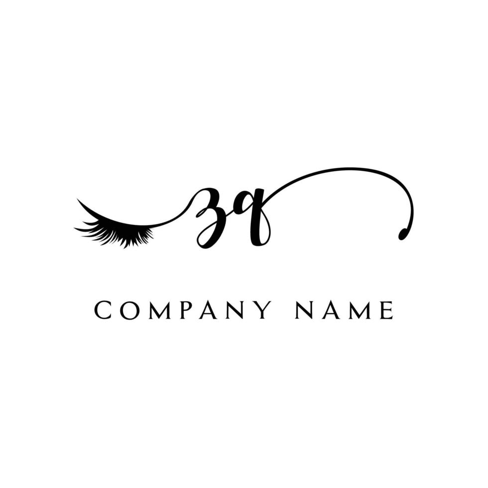 initial ZQ logo handwriting beauty salon fashion modern luxury letter vector