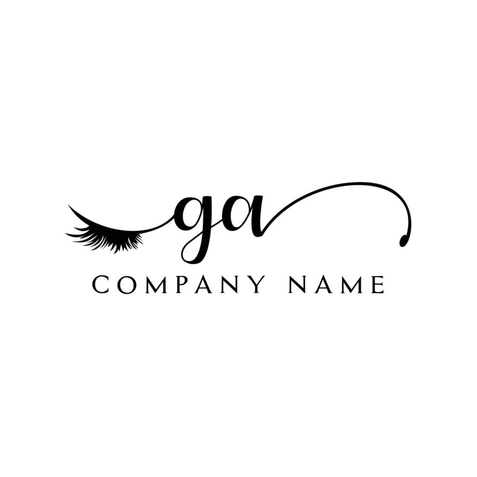 initial GA logo handwriting beauty salon fashion modern luxury letter vector