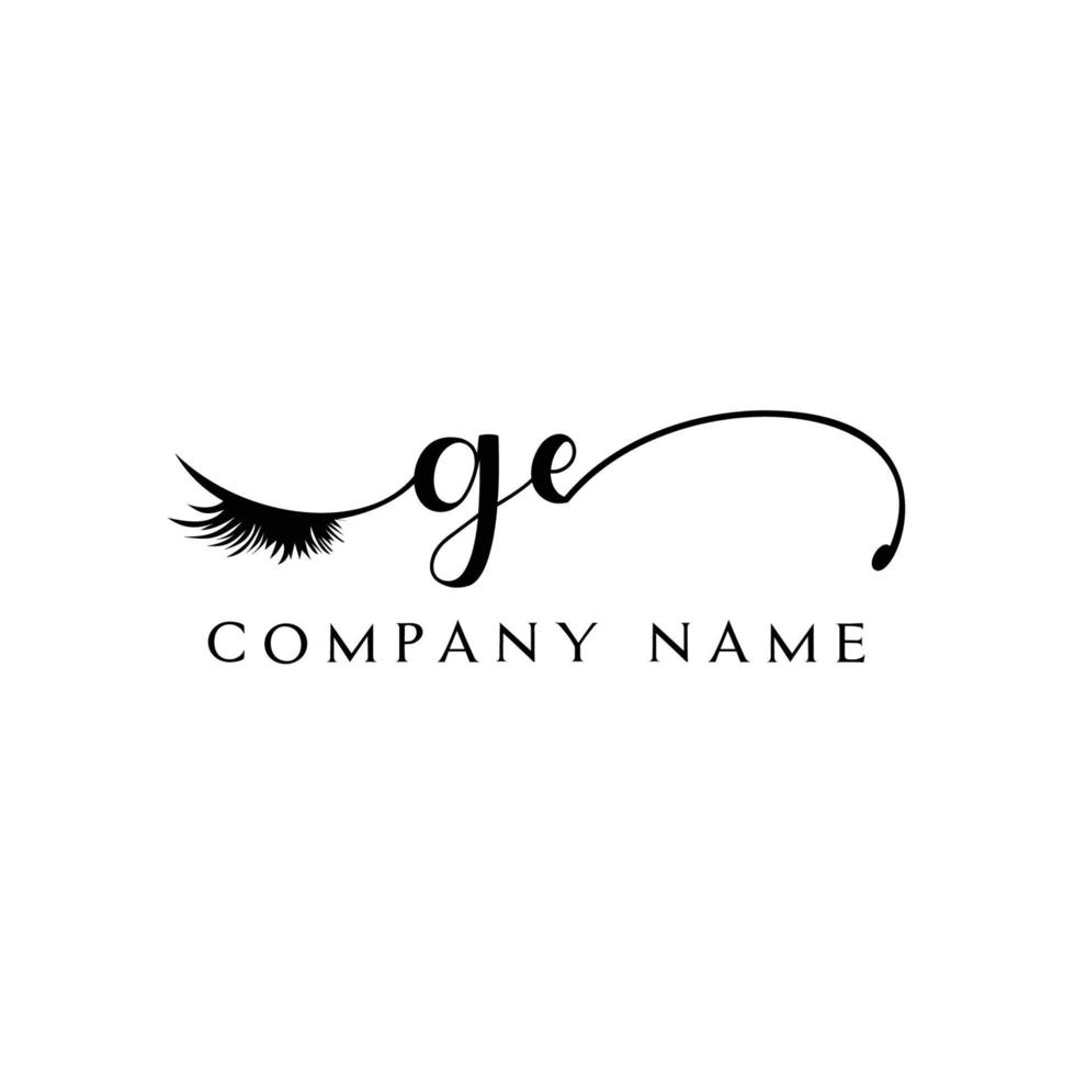 initial GE logo handwriting beauty salon fashion modern luxury letter vector