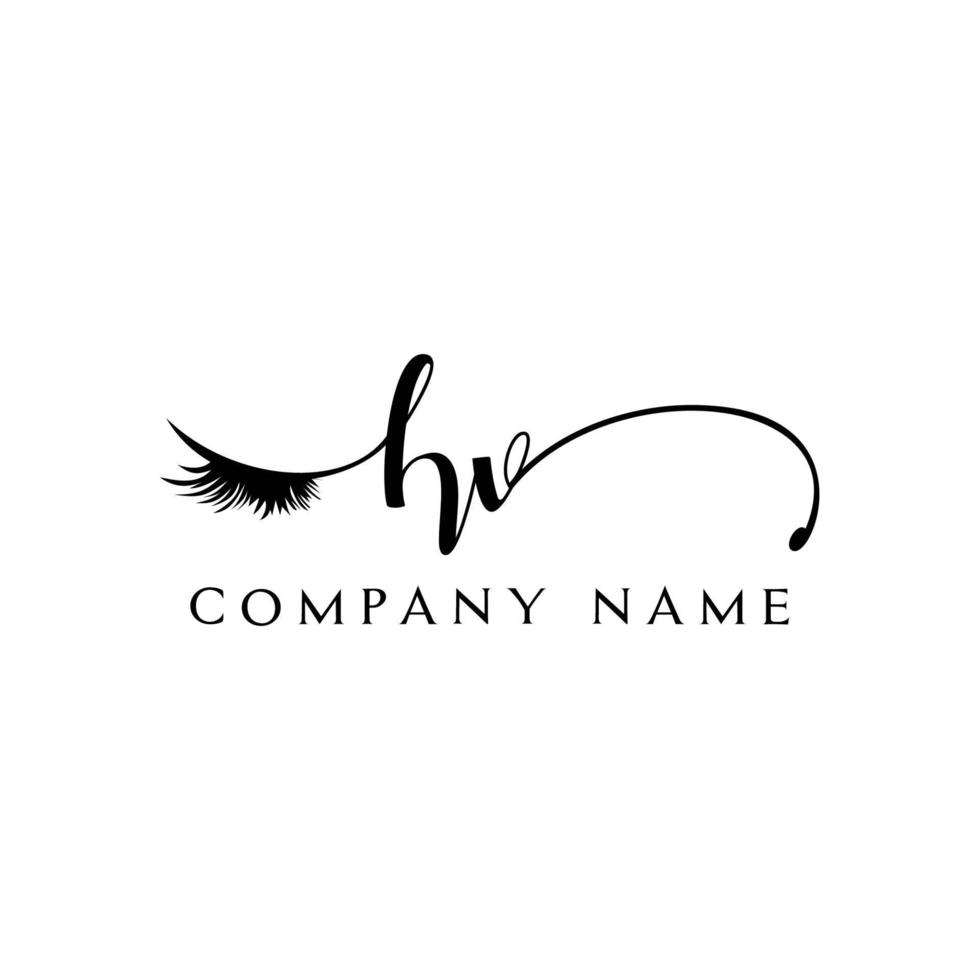 inicial hv logo escritura salón de belleza moda moderno lujo carta vector