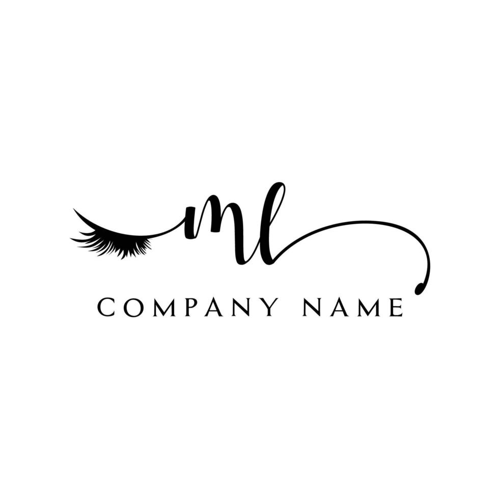 inicial ml logo escritura salón de belleza moda moderno lujo carta vector