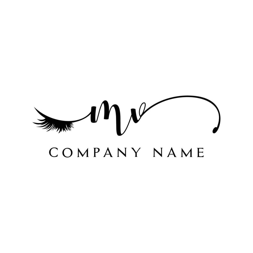 inicial mv logo escritura salón de belleza moda moderno lujo carta vector