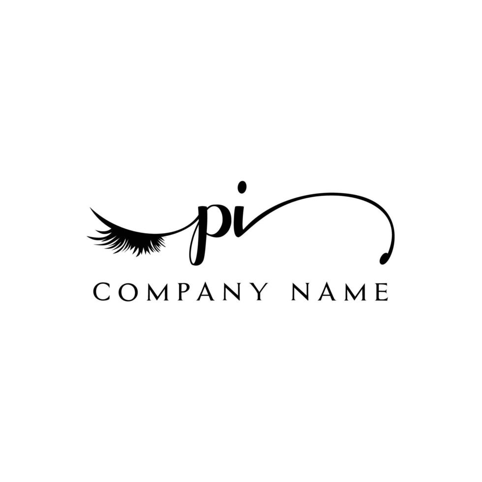 initial PI logo handwriting beauty salon fashion modern luxury letter vector