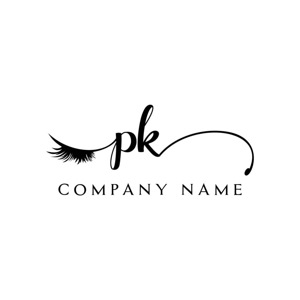 initial PK logo handwriting beauty salon fashion modern luxury letter vector