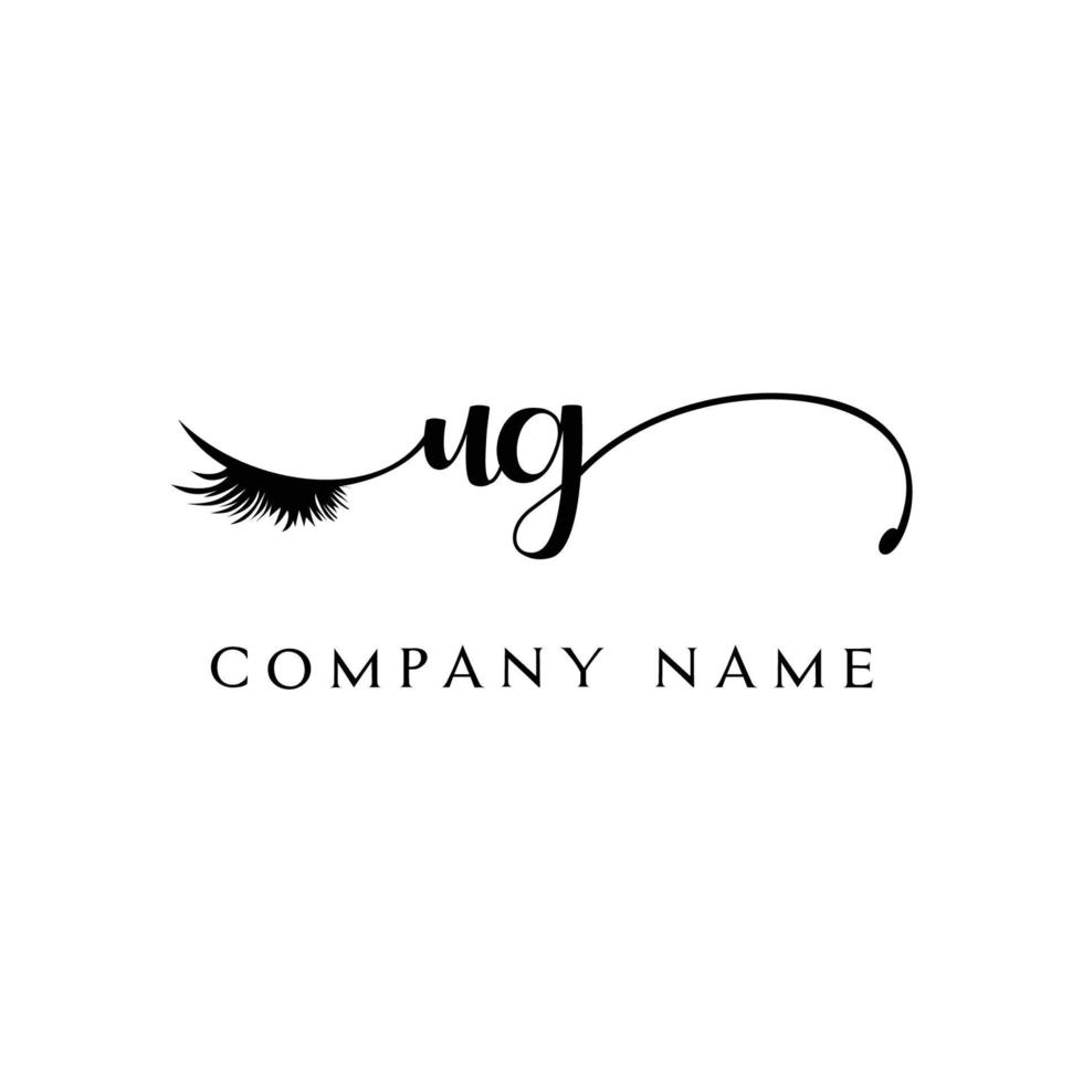 initial UG logo handwriting beauty salon fashion modern luxury letter vector