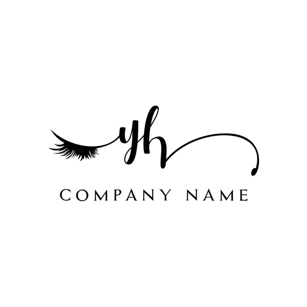 initial YH logo handwriting beauty salon fashion modern luxury letter vector