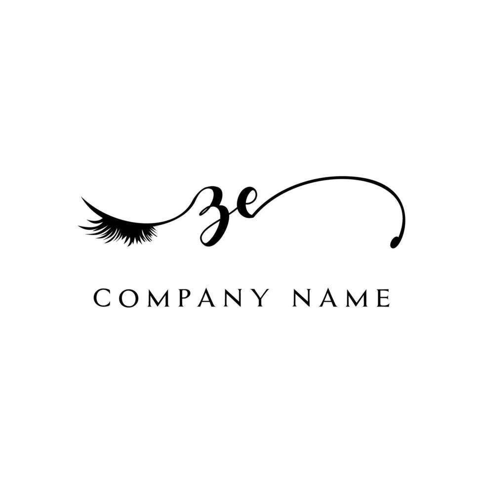 initial ZE logo handwriting beauty salon fashion modern luxury letter vector