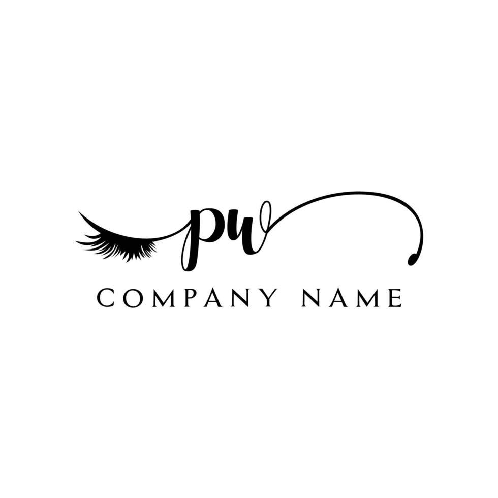 initial PW logo handwriting beauty salon fashion modern luxury letter vector