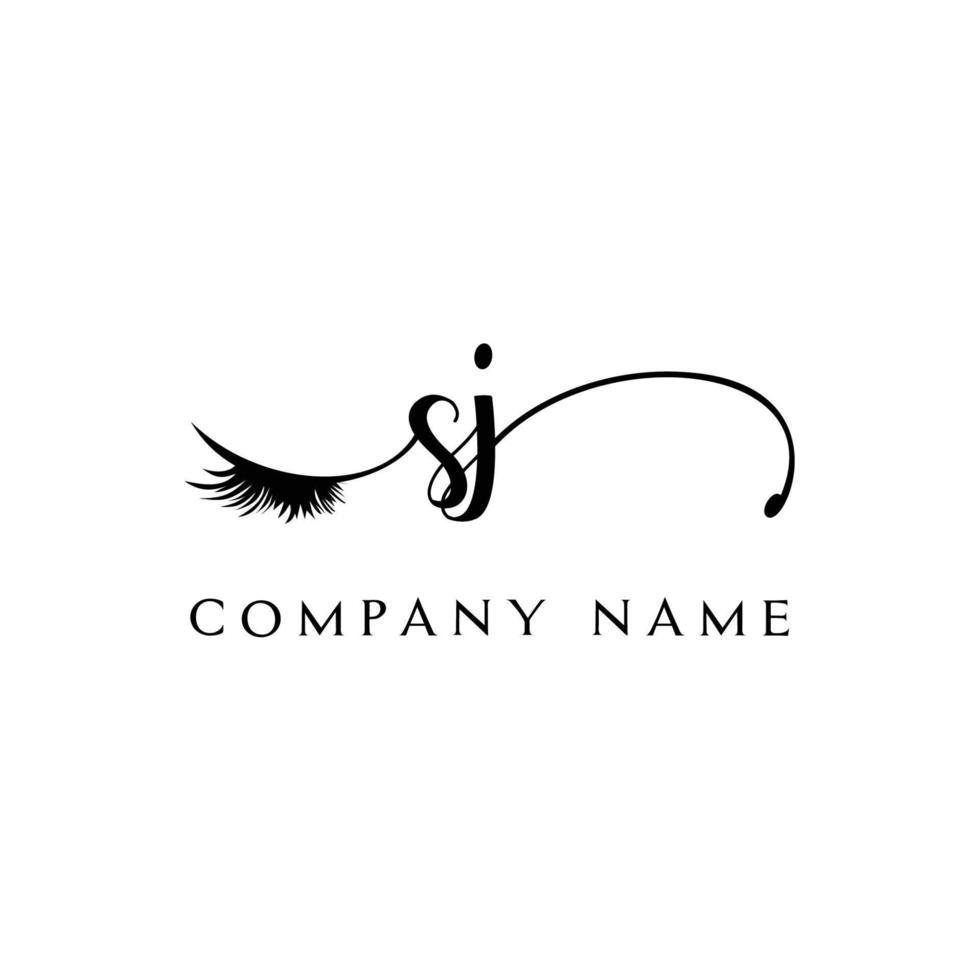 initial SJ logo handwriting beauty salon fashion modern luxury letter vector