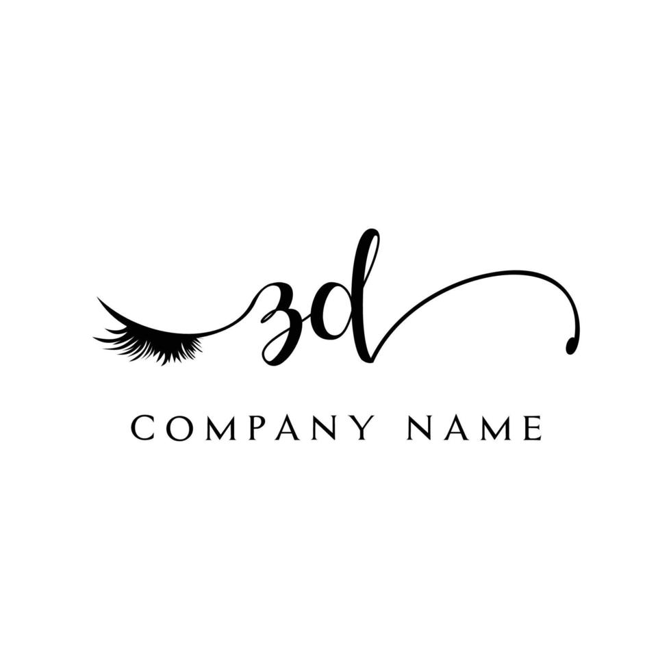 initial ZD logo handwriting beauty salon fashion modern luxury letter vector