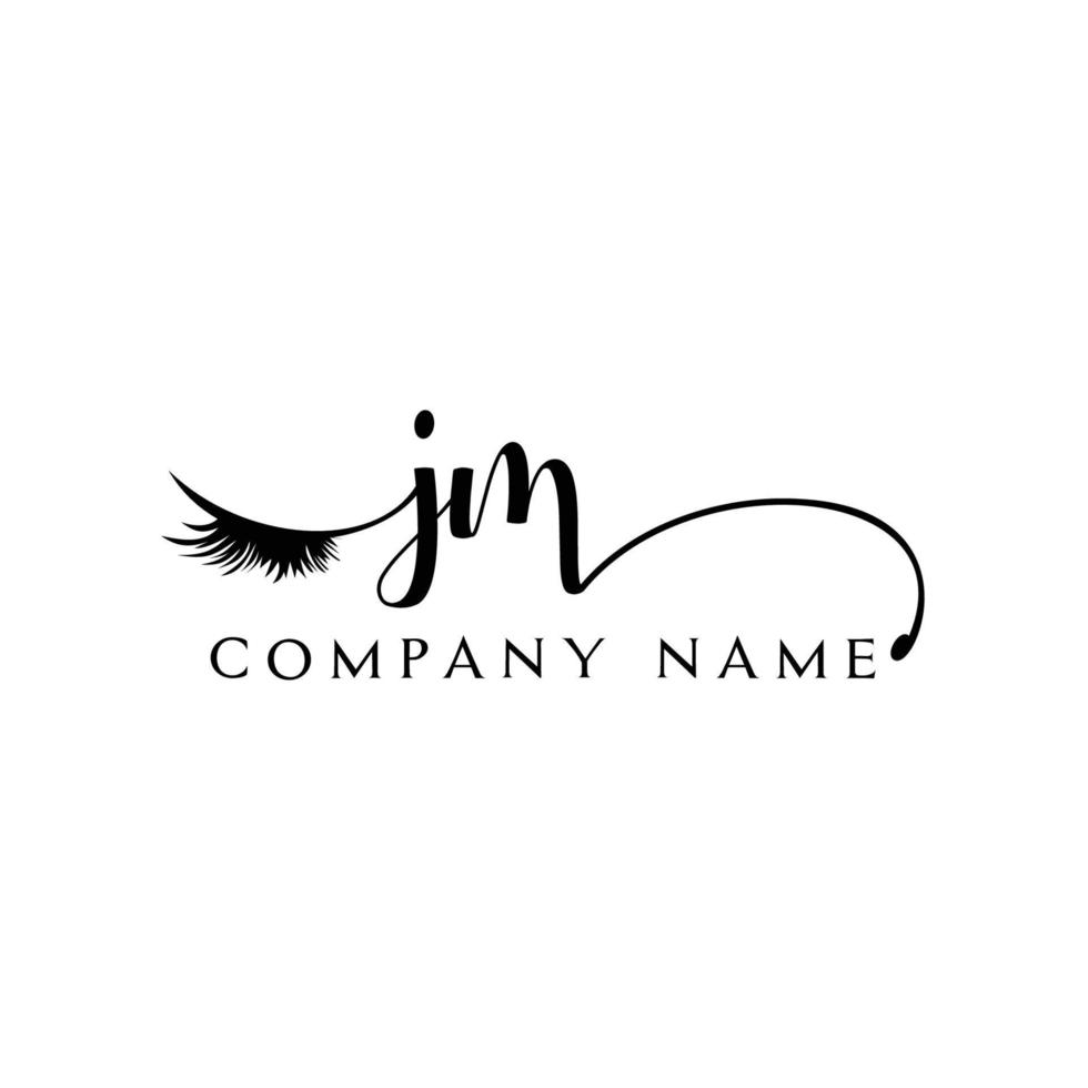 initial JM logo handwriting beauty salon fashion modern luxury letter vector