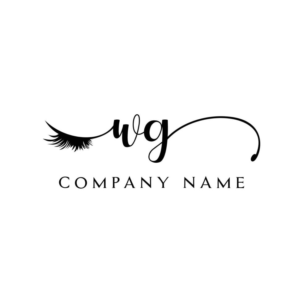 initial WG logo handwriting beauty salon fashion modern luxury letter vector