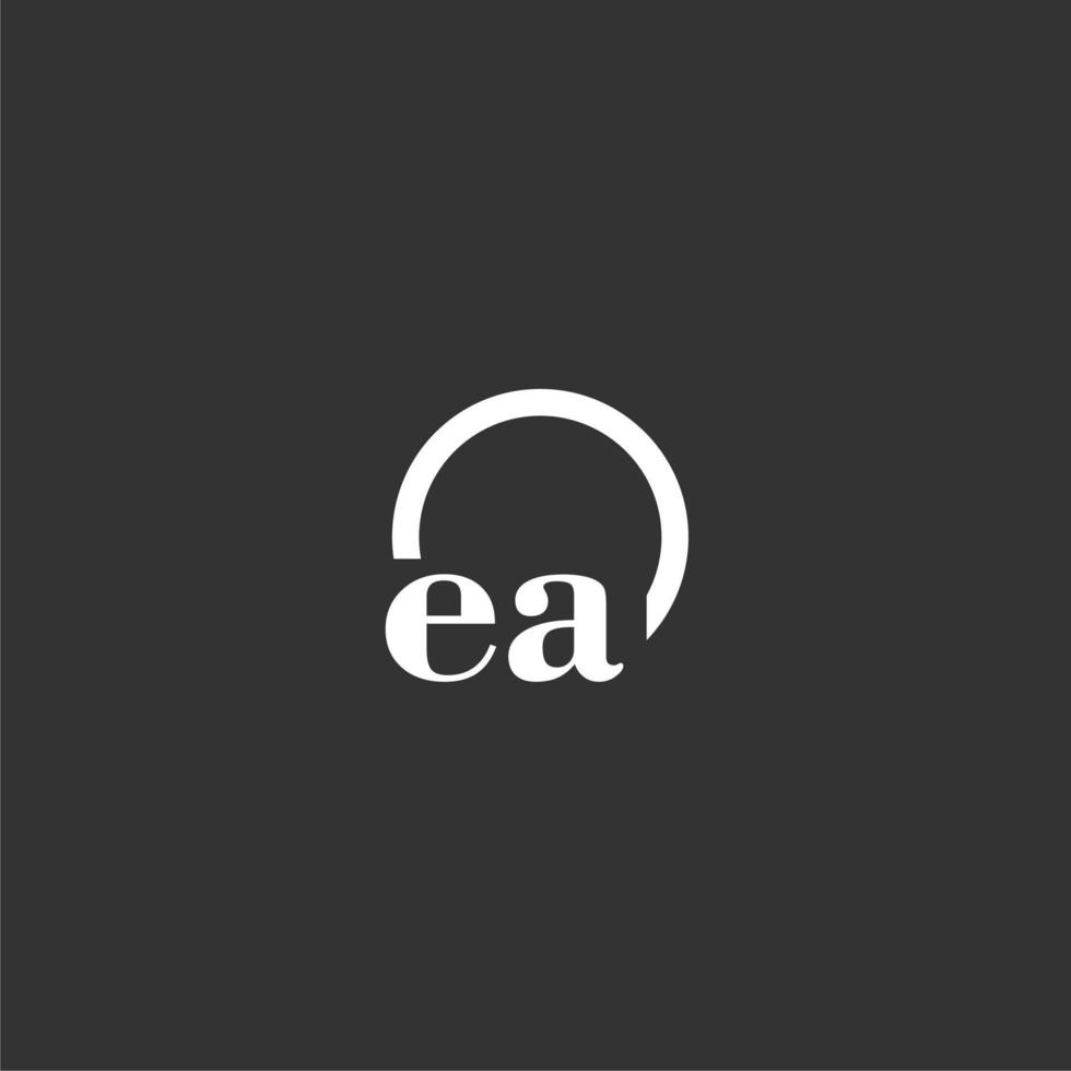 EA initial monogram logo with creative circle line design vector