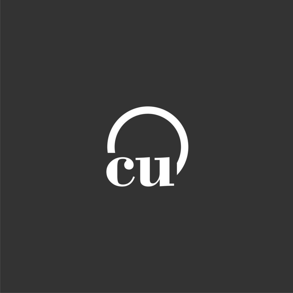 CU initial monogram logo with creative circle line design vector