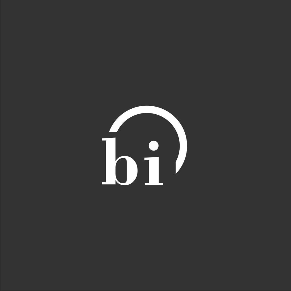 BI initial monogram logo with creative circle line design vector