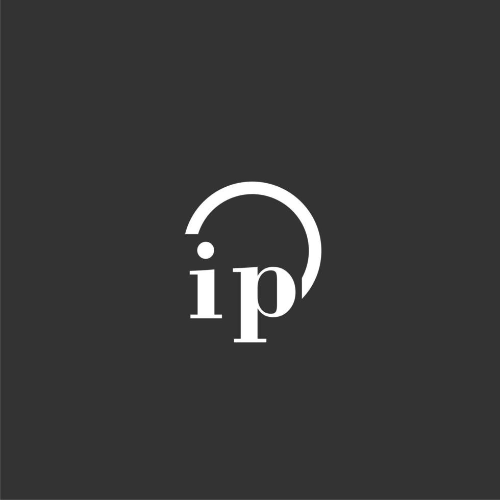 IP initial monogram logo with creative circle line design vector