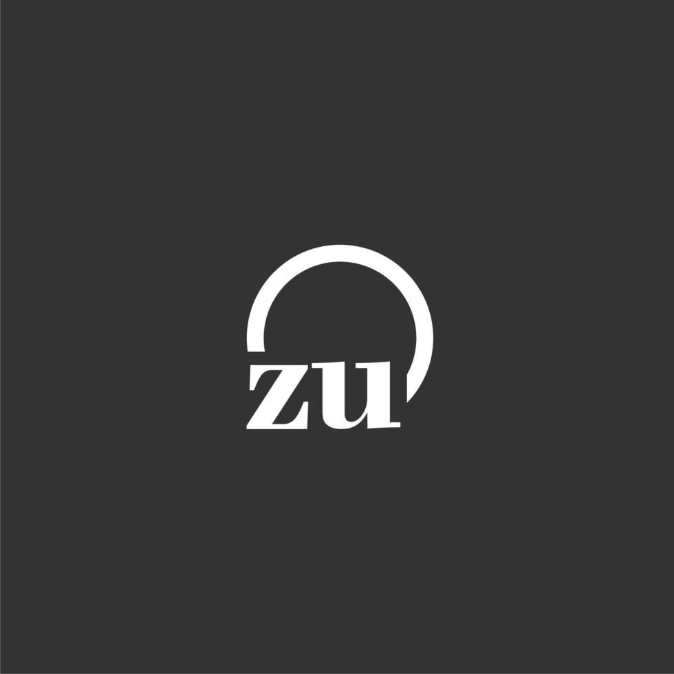 ZU initial monogram logo with creative circle line design vector