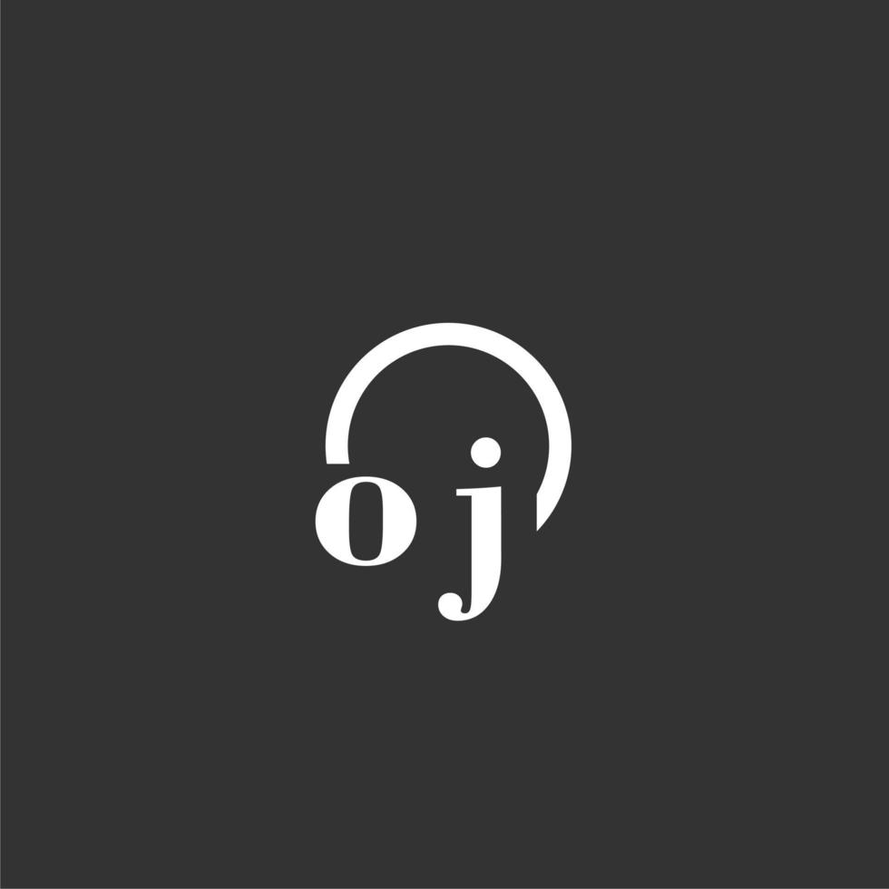 OJ initial monogram logo with creative circle line design vector