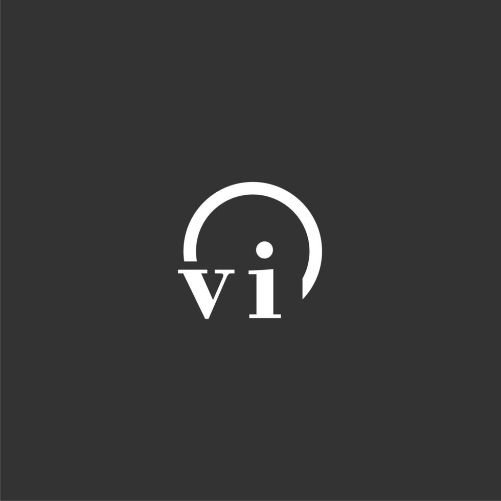 VI initial monogram logo with creative circle line design vector