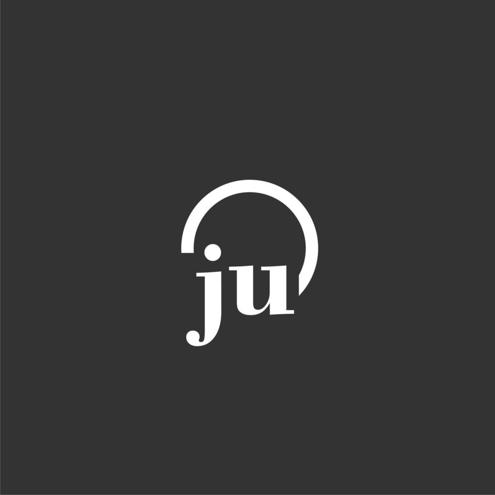 JU initial monogram logo with creative circle line design vector