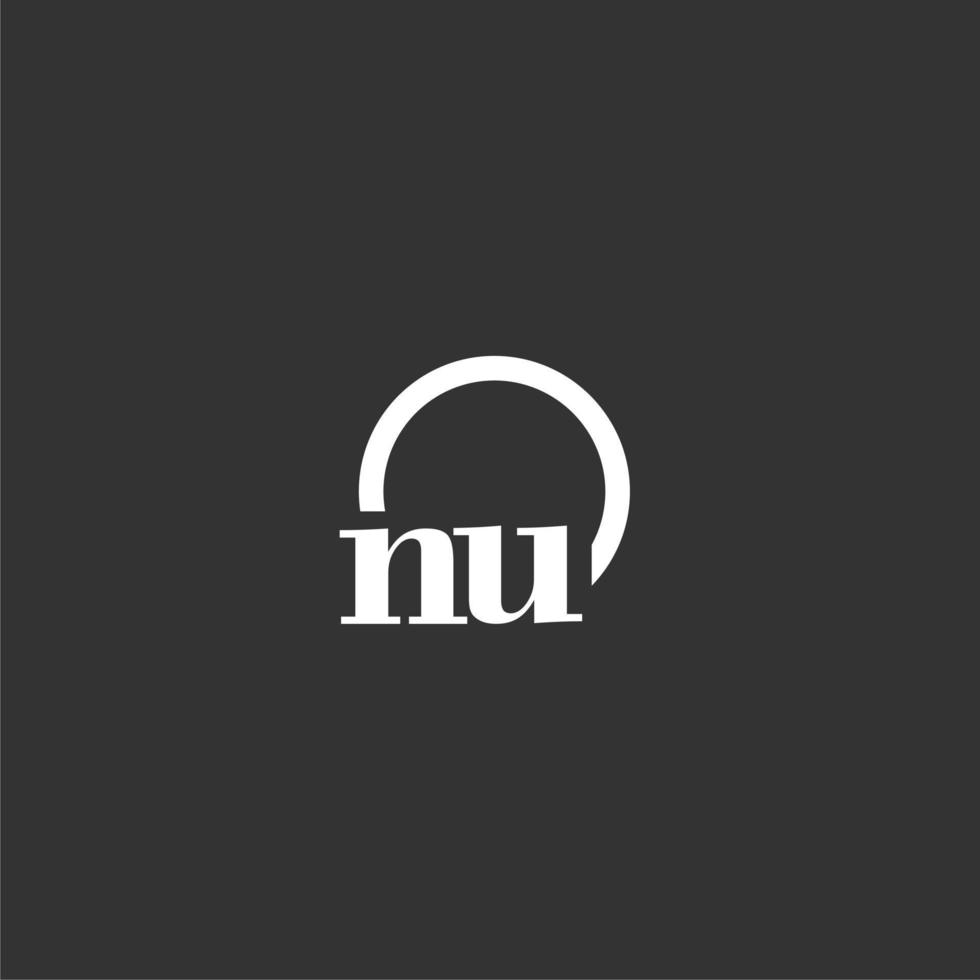 NU initial monogram logo with creative circle line design vector